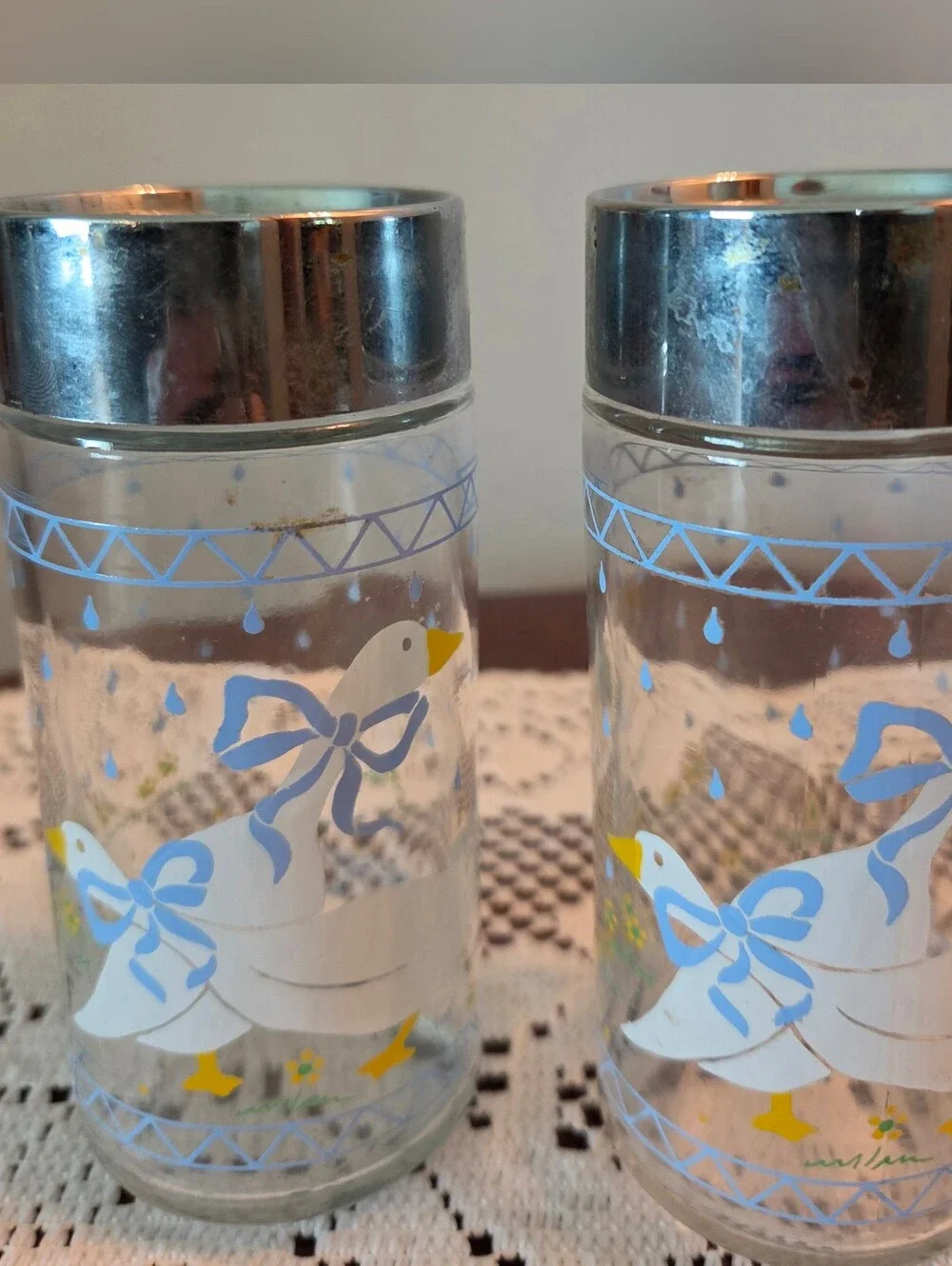 Vintage Goose Glass Canister Set Salt Pepper Shaker Cottage Core Farmhouse